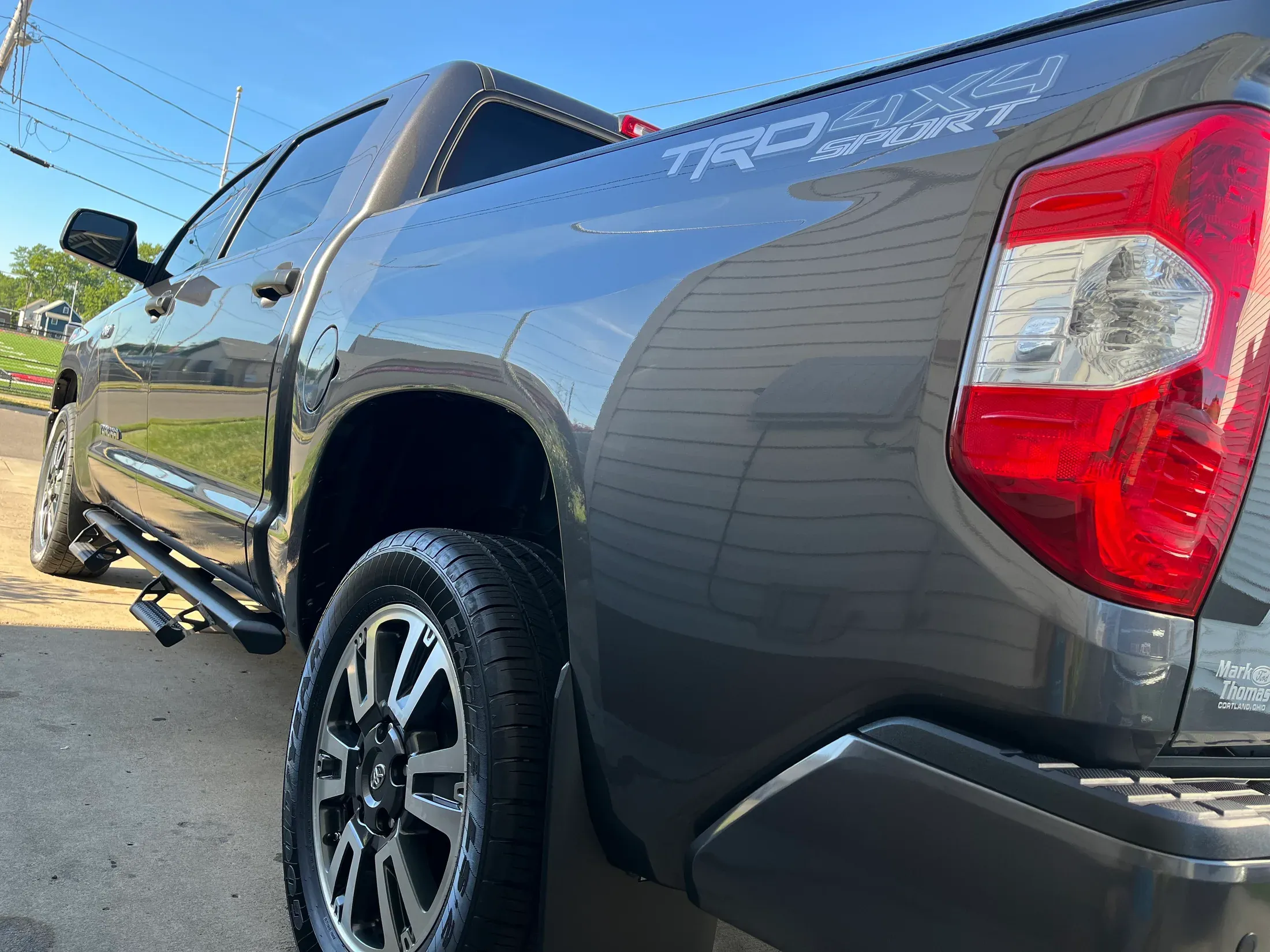 Reflective gray finish on a Toyota Tundra TRD Sport.